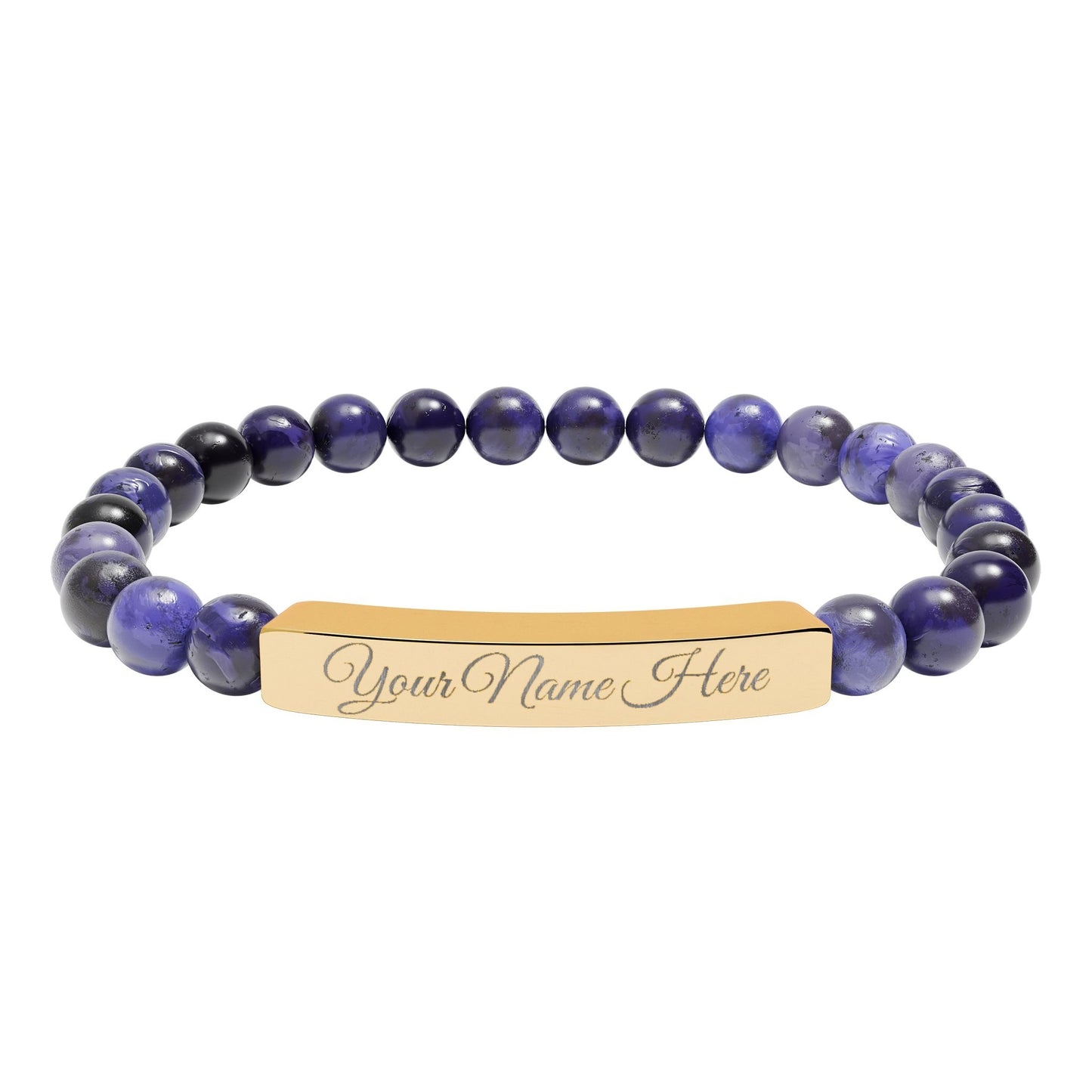 Engraved Natural Stone Bracelet, Personalized Gift for Her, Meaningful Jewelry, Stretch Beaded Bracelet, Inspirational Gift
