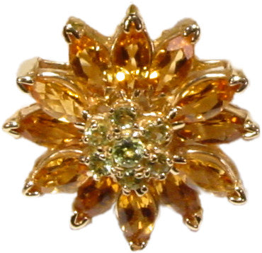 Colorful Daisy Ring-18K Gold with Semi-Precious Gemstones (Precious Gems Also Available)-2
