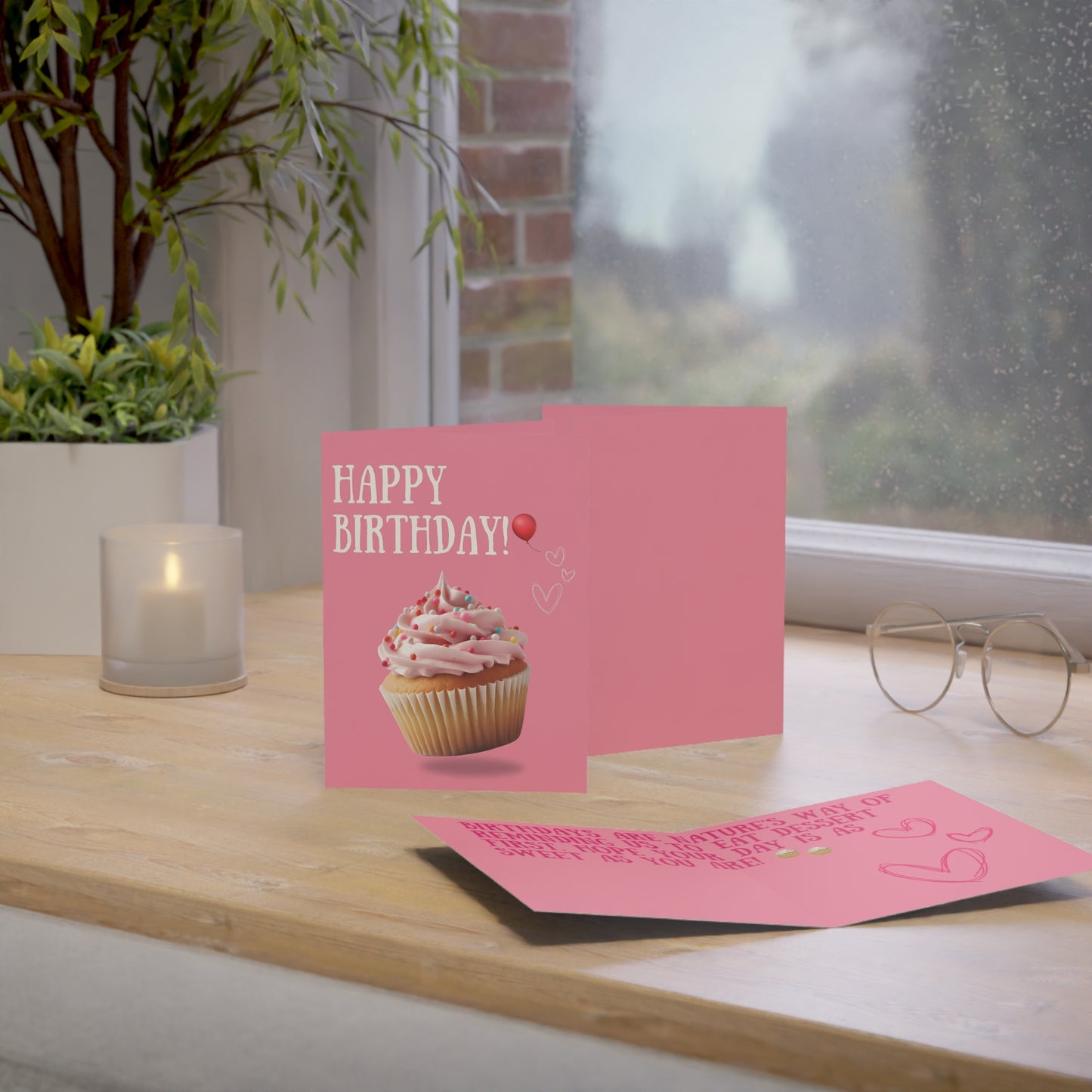 Happy Birthday Cupcake Greeting Cards - Festive Celebration Cards for Parties, Love Notes, Birthday Wishes, Stationery Set