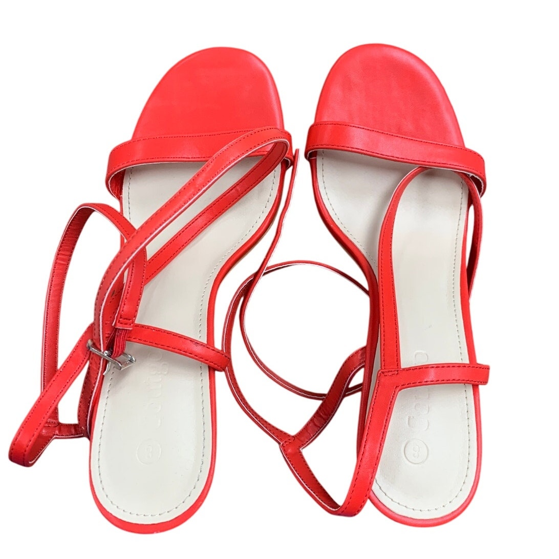 Coutgo Womens Size 8 Red Strappy Gladiator 4" Heel Open Toe Ankle Strap Shoes