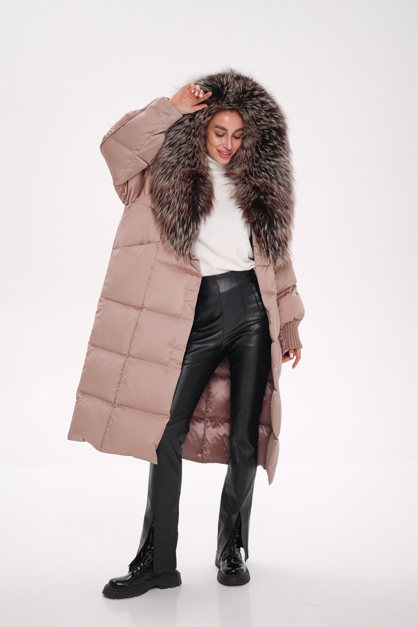 Rei Silver Fox Fully Lined Hood Down Coat in Blush