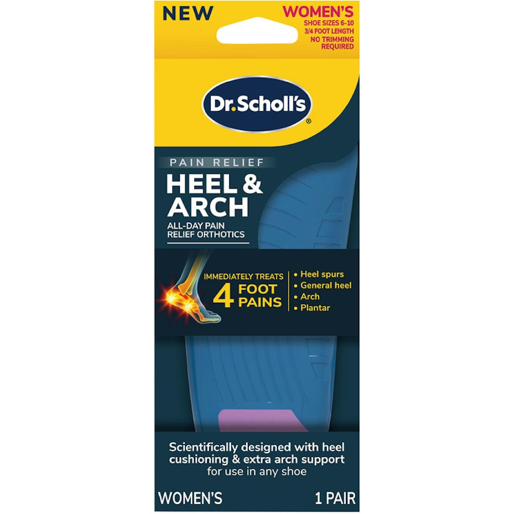 Dr. Scholl's Womens  Heel & Arch Pain Relief Orthotics Size 6-10  1 Ea