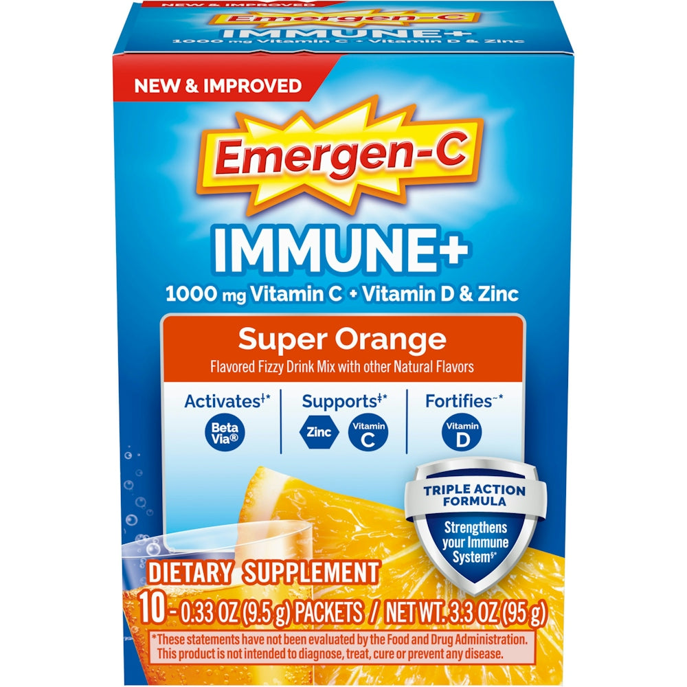 Emergen-C  Immune Support+Fizzy Drink Mix Super  Orange 10 Ct