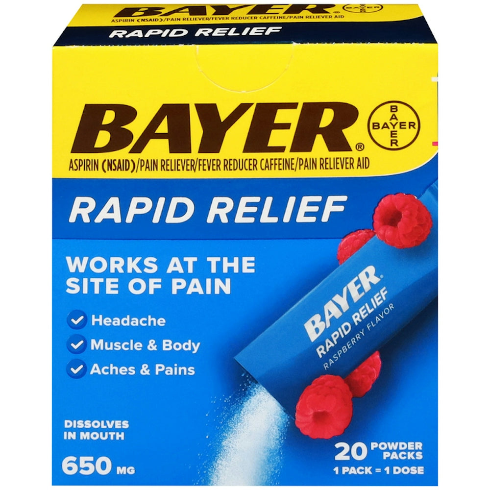 Bayer Rapid Relief (Raspberry Flavor - 650 mg Powder Packs)