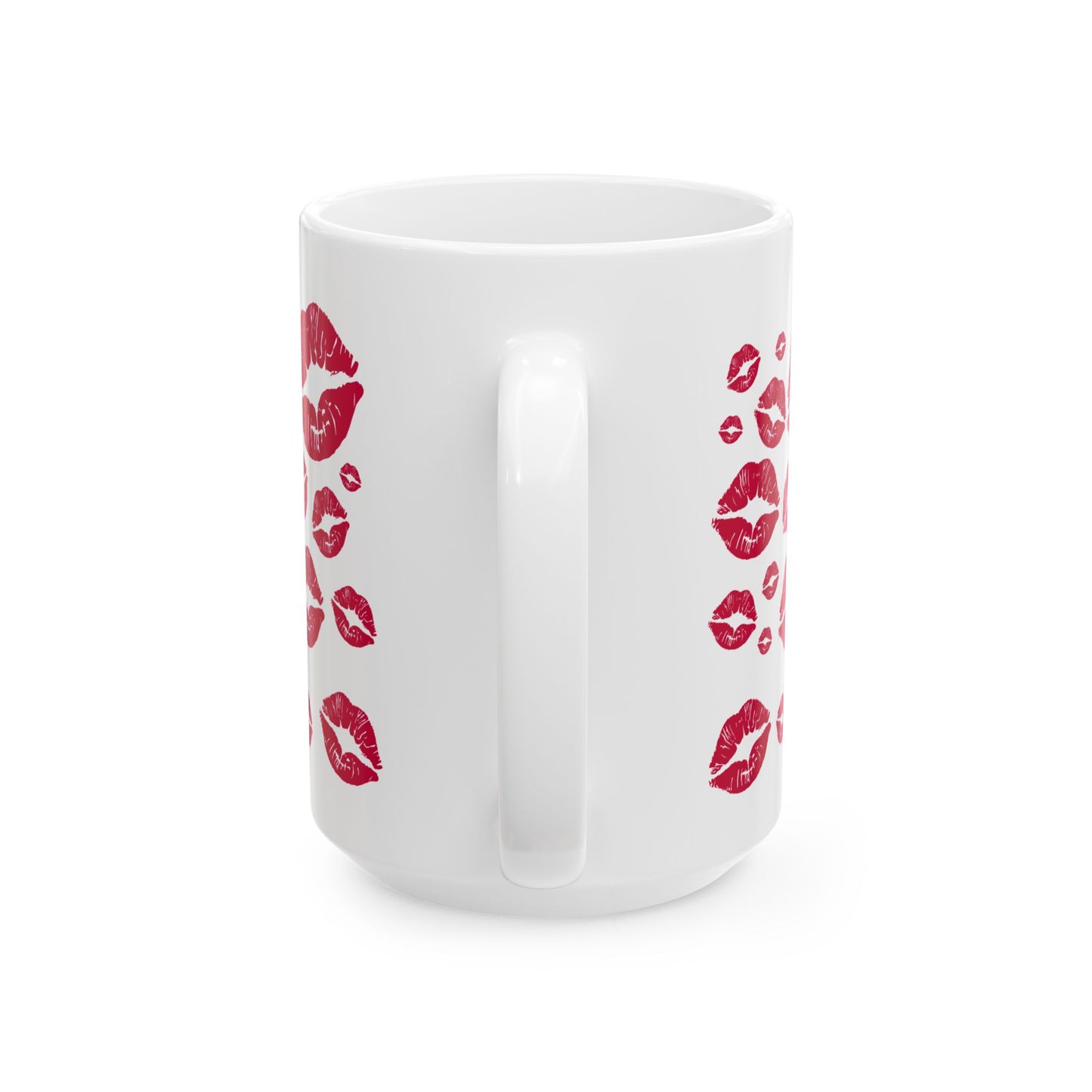 Romantic Kiss Print Ceramic Mug, Perfect for Valentine's Day Gift, Couples Coffee Mug, Lip Print Tea Cup, Cute Kitchen Decor