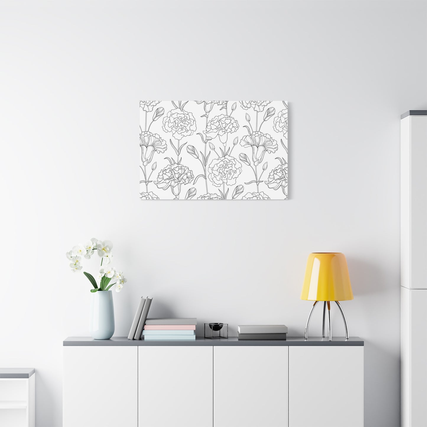 Floral Canvas Art, Stretched Wall Decor, Home Gift, Botanical Print, Modern Design, Matte Finish