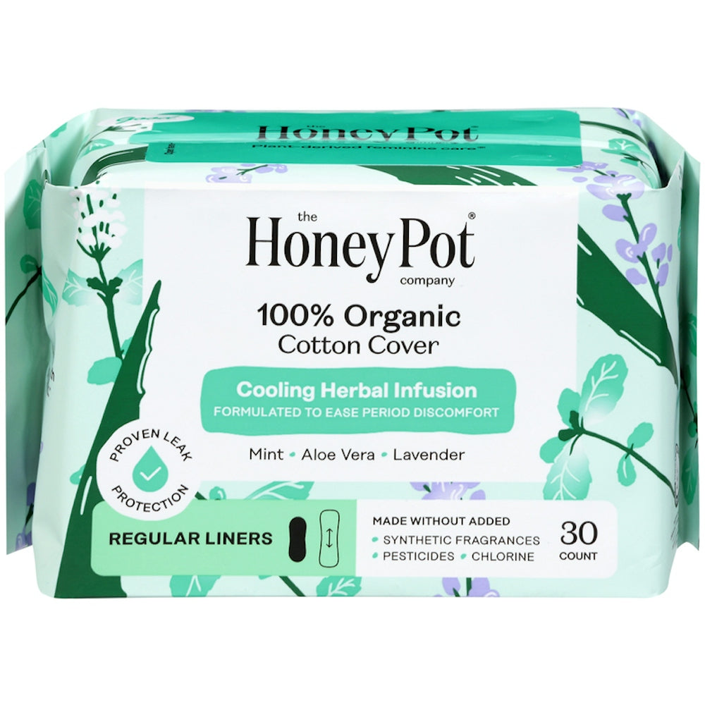 The Honey Pot Herbal-Infused Everyday Liners, 100% Organic Cotton Cover, 30 Count
