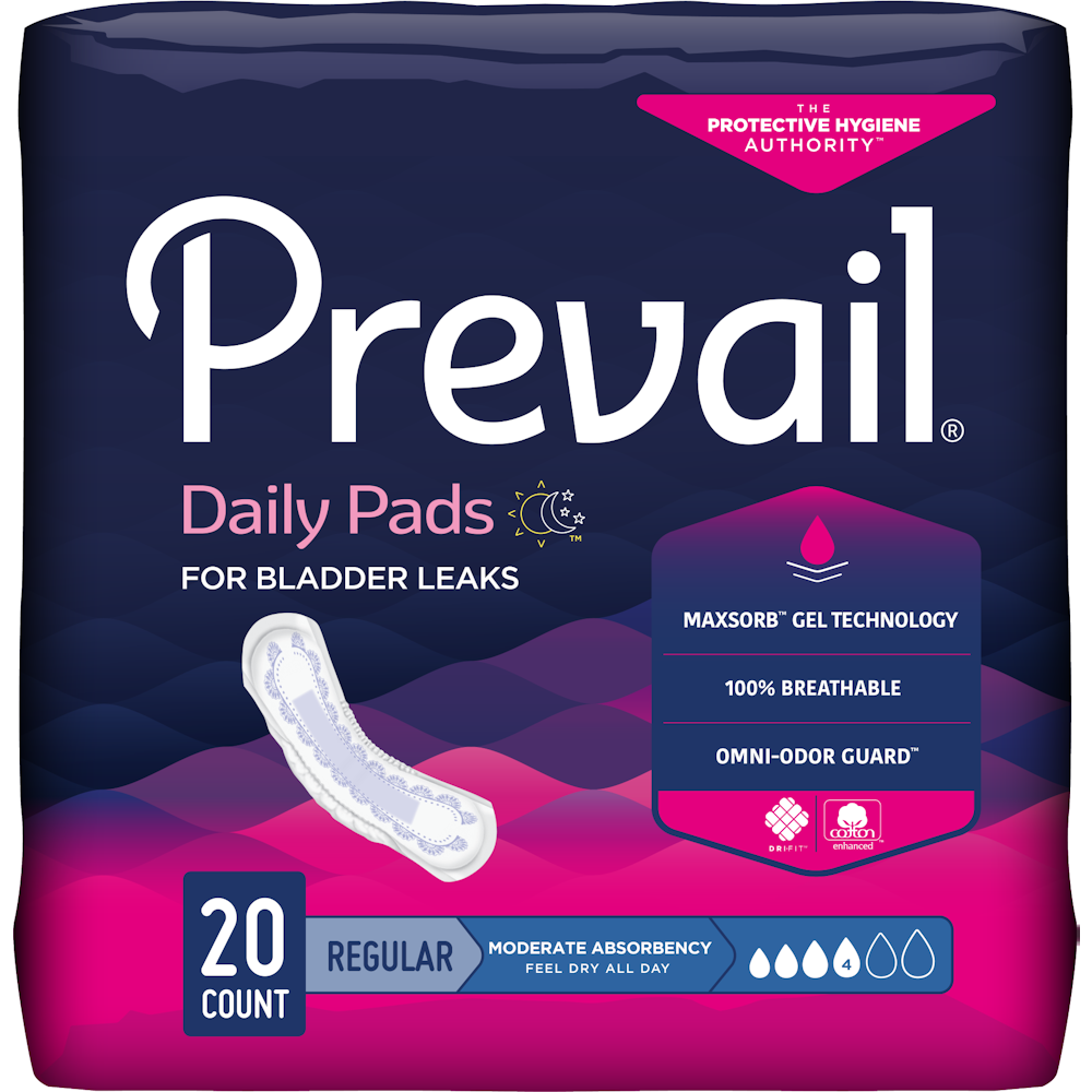 Prevail Daily Pads Moderate Absorbency Regular 9 X 20 Ct Pads-Absorbent