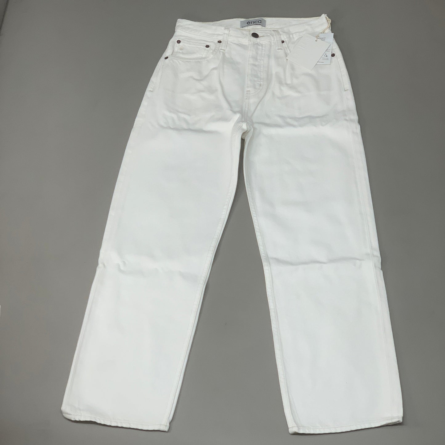 ETICA Tyler High Waist Straight Leg Ankle jeans Vintage White Size 28 EW180114A
