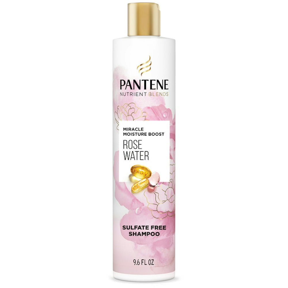 Pantene Nutrient Blends Miracle Moisture Boost – Sulfate-Free Rose Water Shampoo (9.6 Fl Oz)