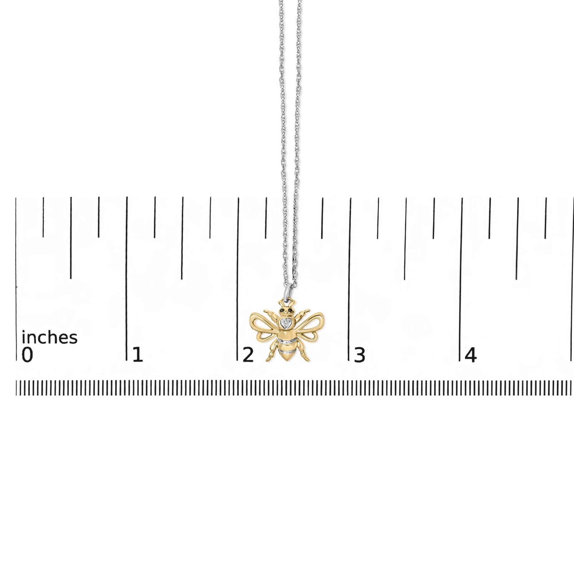 14K Yellow Gold Plated Sterling Silver Diamond Accent Bee Pendant Necklace-4