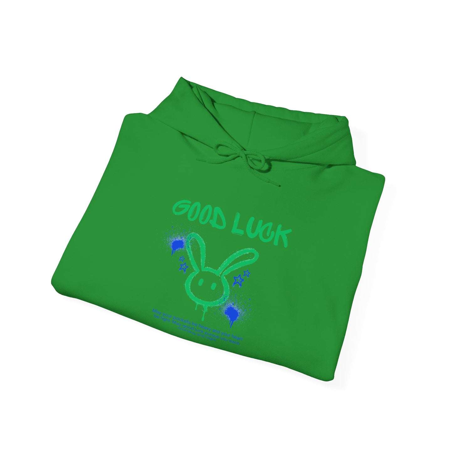 Good Luck Never Stop Unisex Heavy Blend Hooded Sweatshirt | Lucky Easter Bunny Design