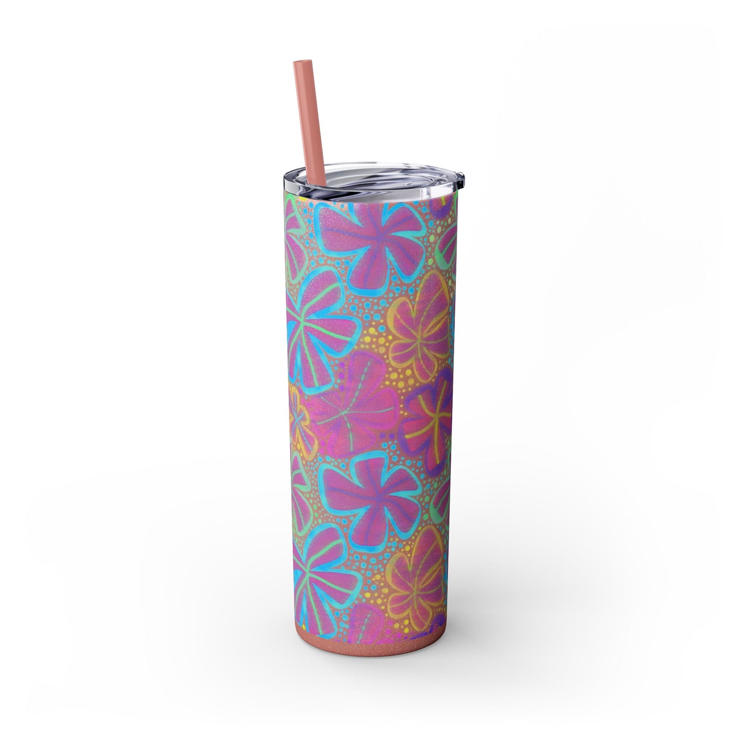 Pastel Butterfly Tumbler, 20oz Drinkware, Spring Decor, Cute Gift for Her, Eco-Friendly Cup, Floral Water Bottle