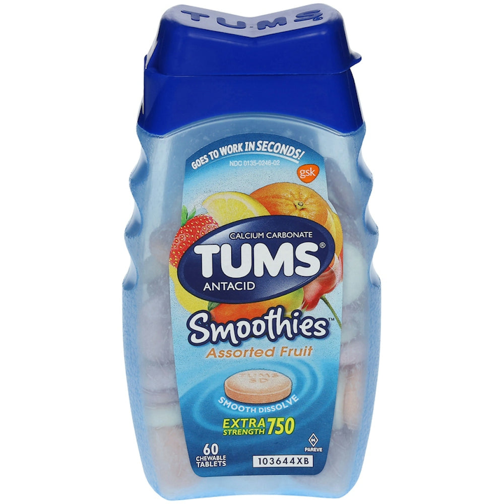 Tums  Smoothies Antacid Extra Strength Chewable Tablets  Assorted Fruit 60ct