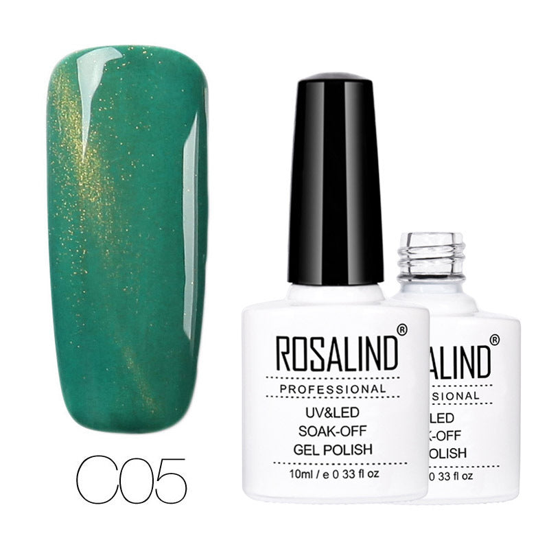 Rosalind professional cat eye gel nail polish shown in a vibrant green shade, displayed on a clean white background.