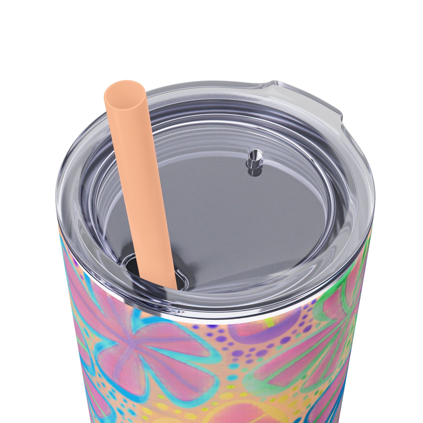 Pastel Butterfly Tumbler, 20oz Drinkware, Spring Decor, Cute Gift for Her, Eco-Friendly Cup, Floral Water Bottle