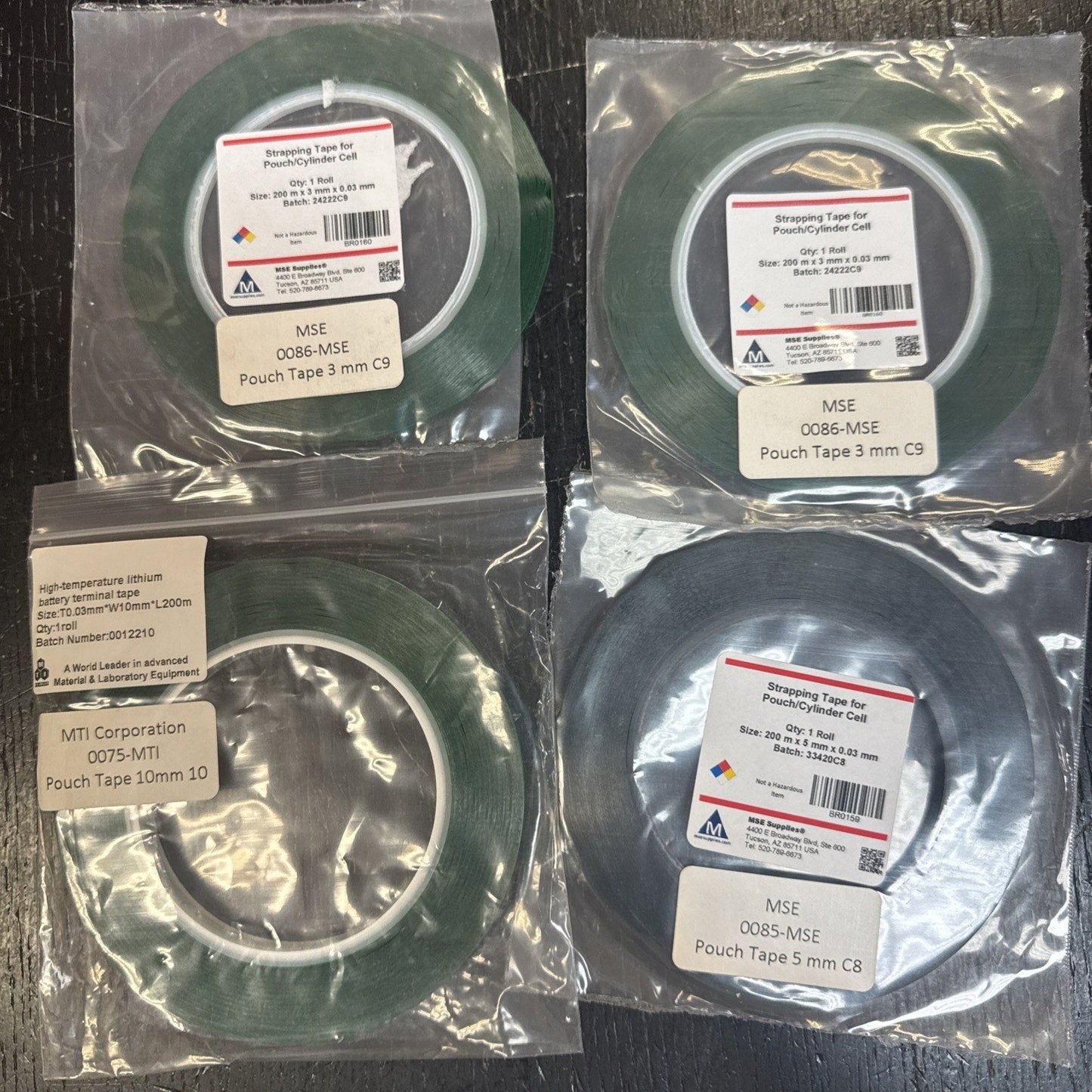 4 Lithium Battery Pouch Tape Lot MSE MTI 3mm 5mm 10mm High Temp New