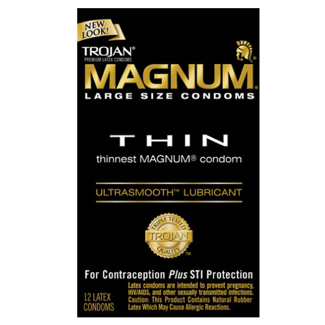 Trojan Magnum Thin Large Size Condoms with UltraSmooth Lubricant 12-Pack-0