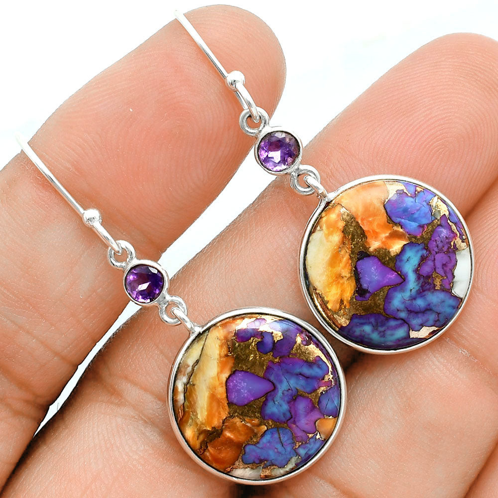 Premium Spiny Oyster Turquoise & Amethyst Pendant Earrings Set T-1010 32-ET10063-1