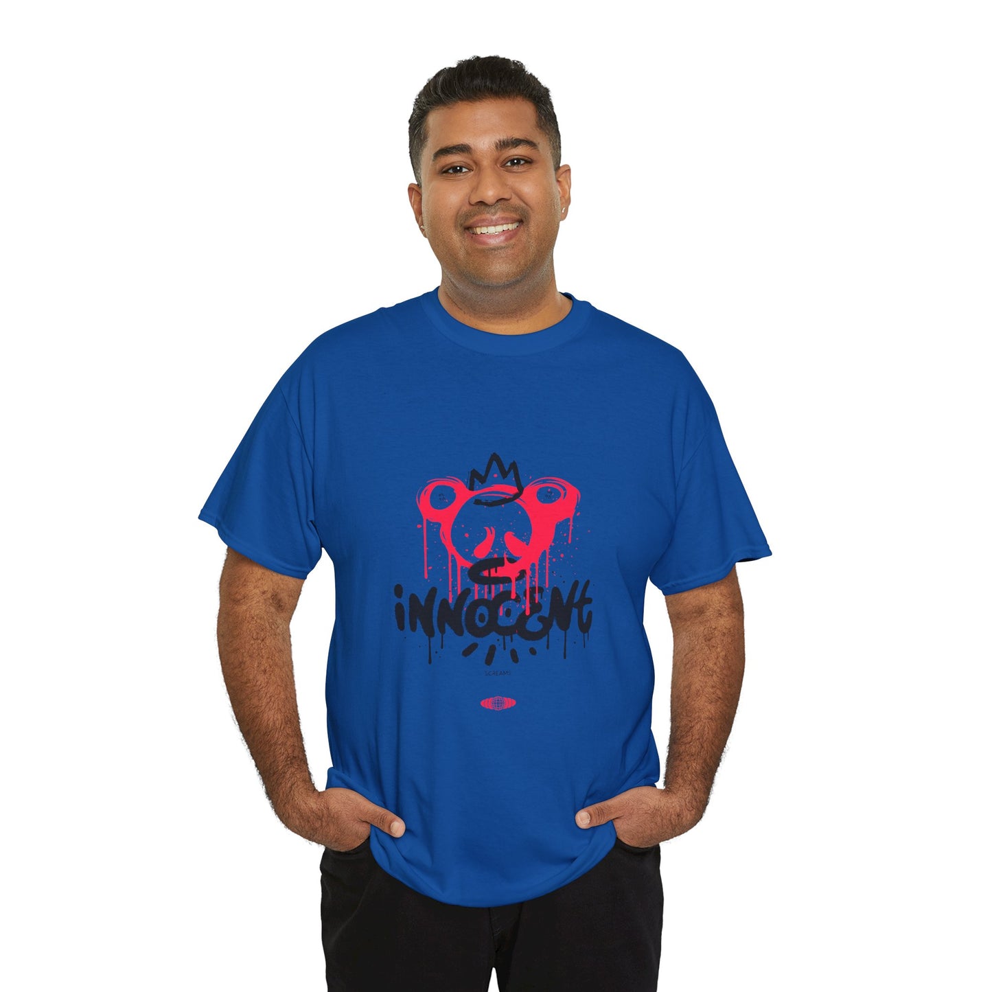 Edgy Graphic Tee: 'Innocent' Design, Urban Fashion, Streetwear, Unisex Cotton T-Shirt, Music Festivals, Casual Wear