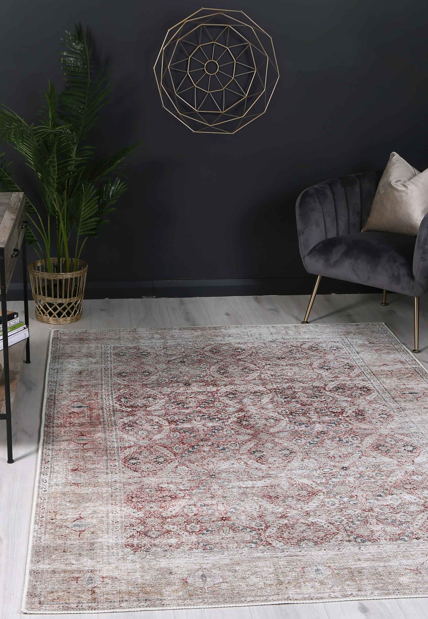 Distressed Vintage Levent Area in Beige Rug-3