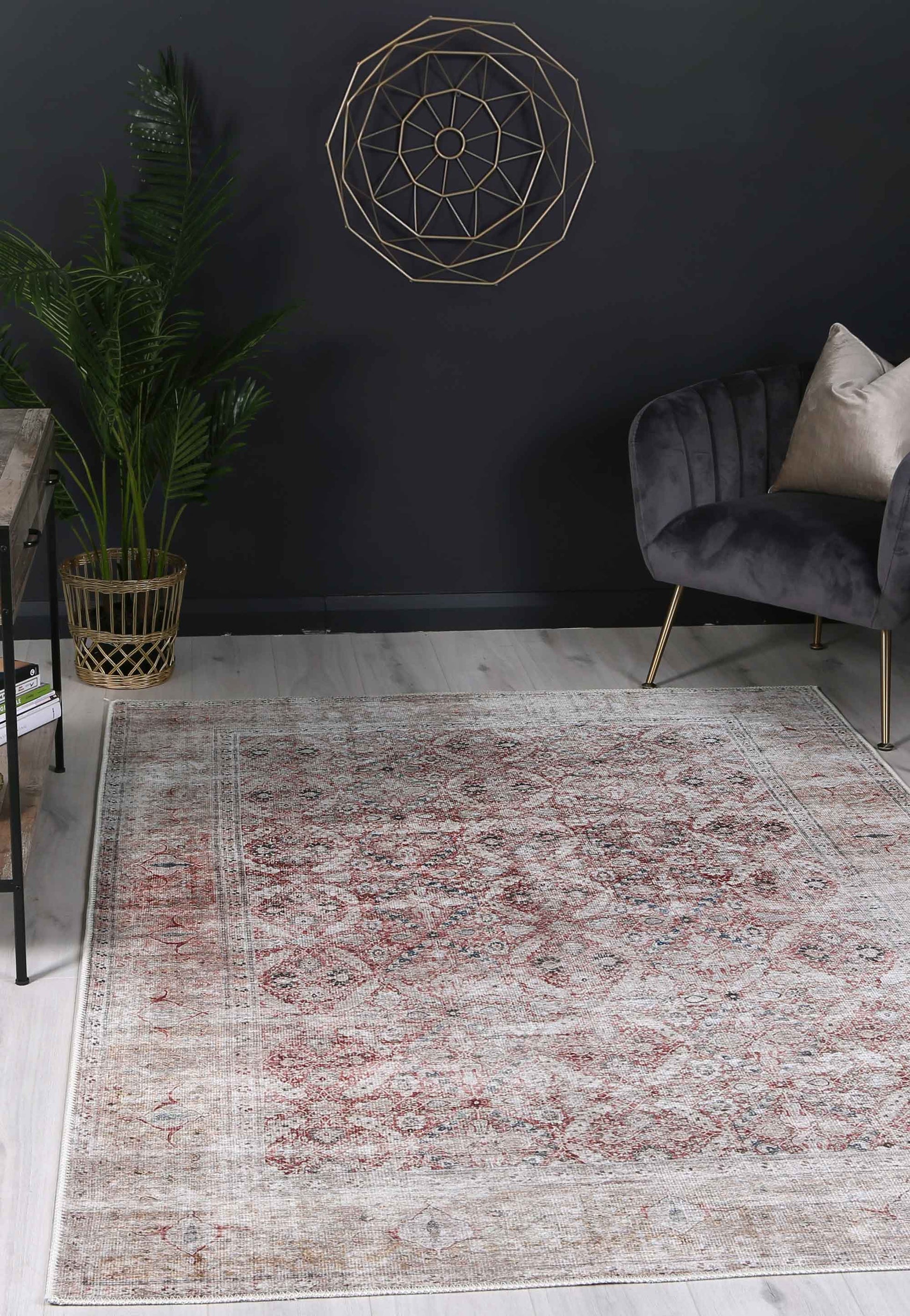 Distressed Vintage Levent Area in Beige Rug-3