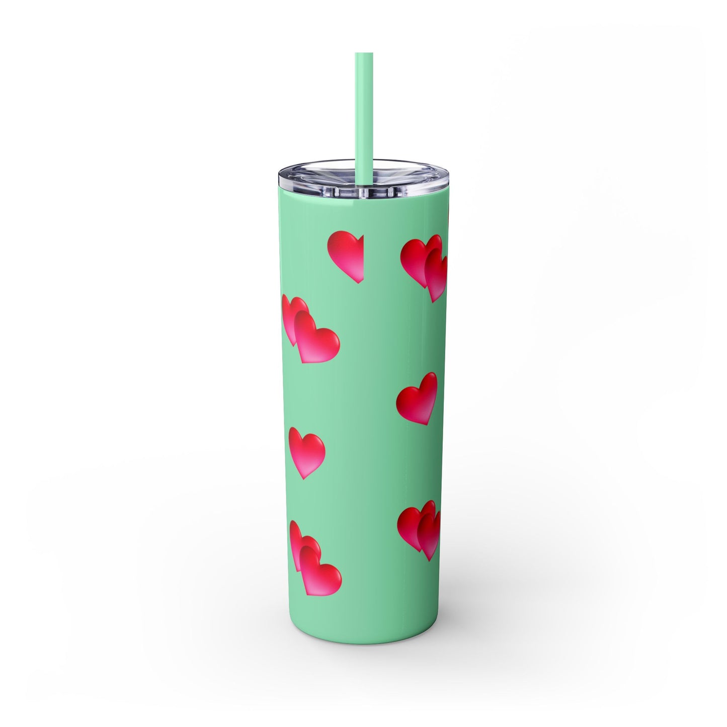 Gepasmaakte Glitter 20oz Dun Tumbler met Pienk Hartpatroon — [Jou Naam Hier]