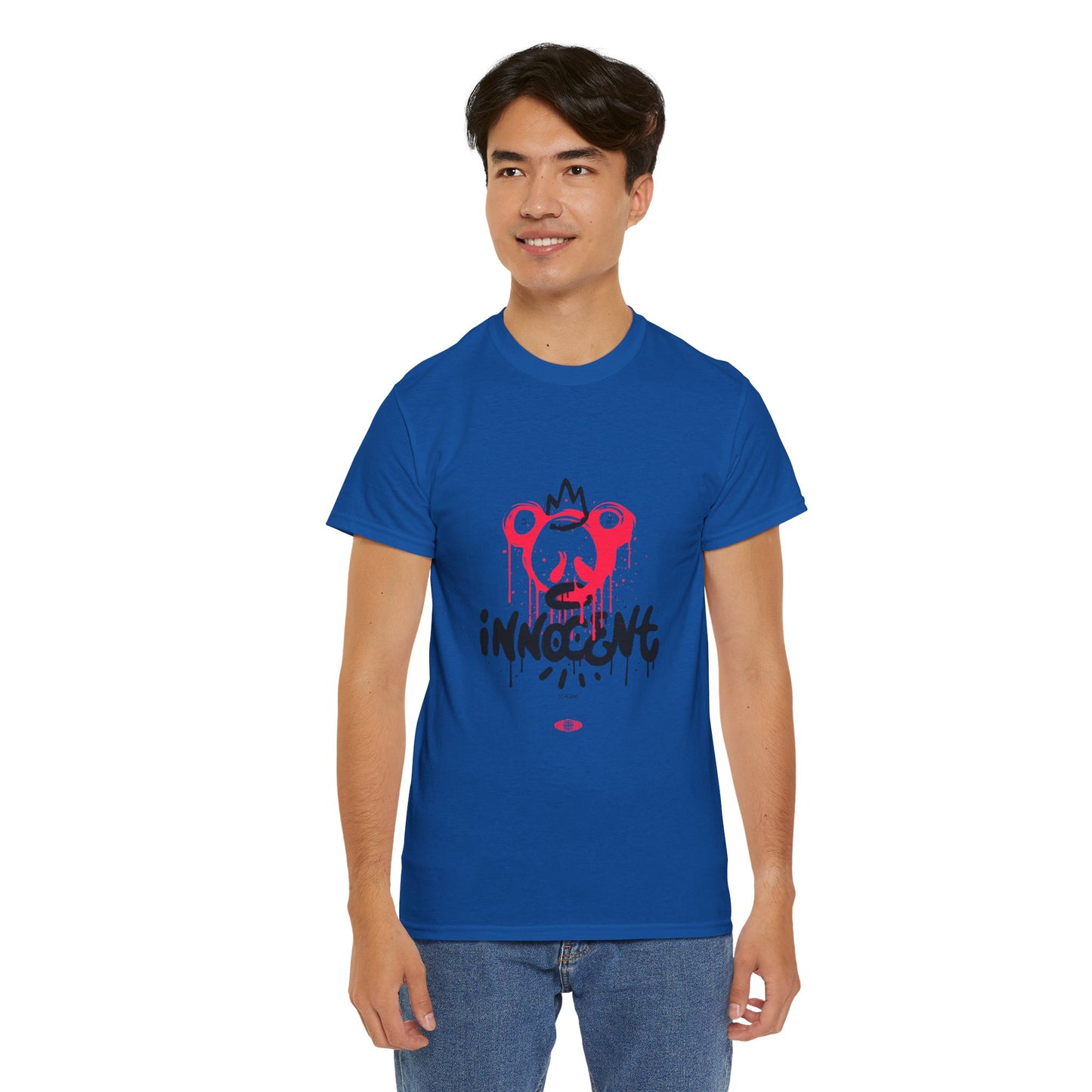 Edgy Graphic Tee: 'Innocent' Design, Urban Fashion, Streetwear, Unisex Cotton T-Shirt, Music Festivals, Casual Wear