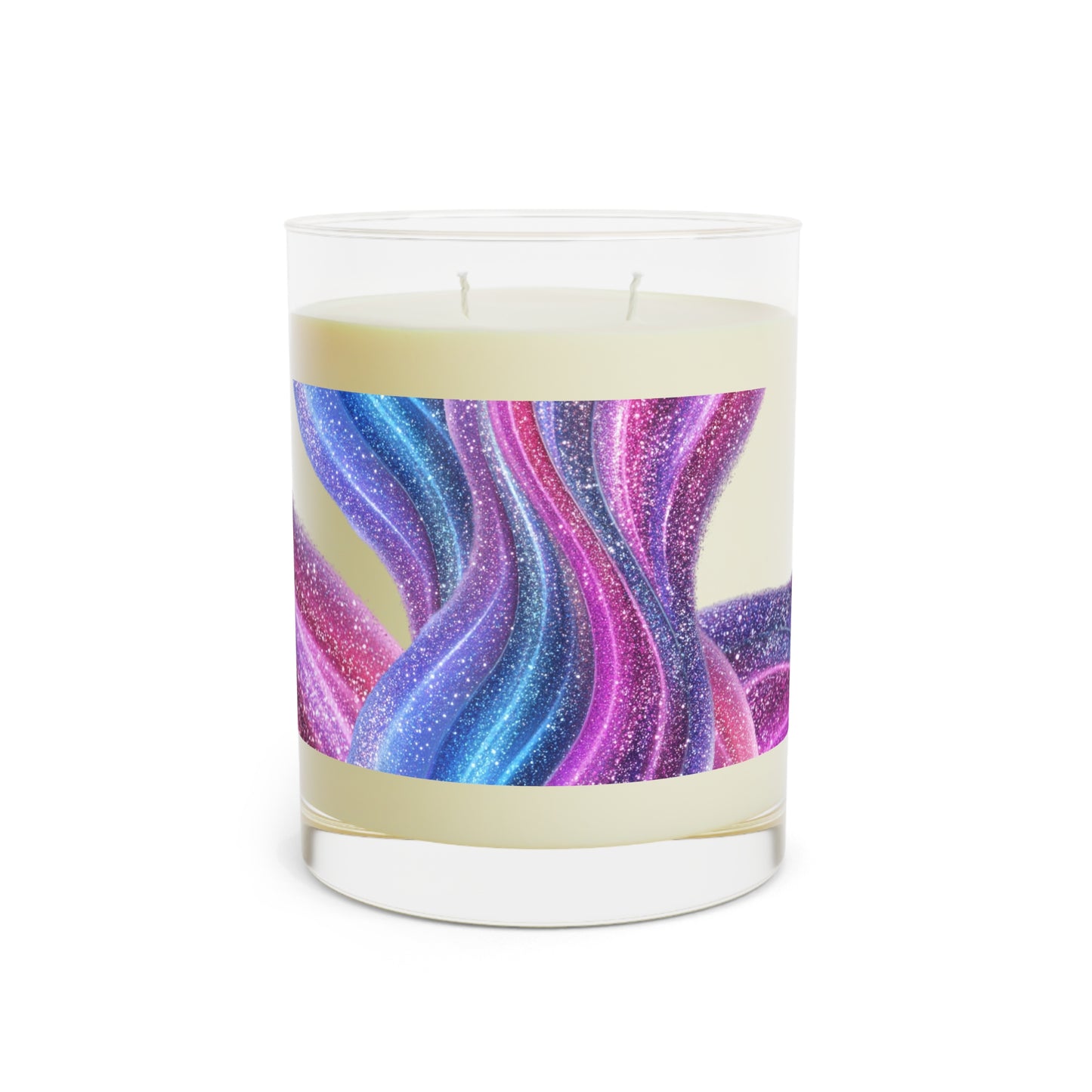 Purple Pink Glitter Swirl Candle 11oz Glass Scented Candle