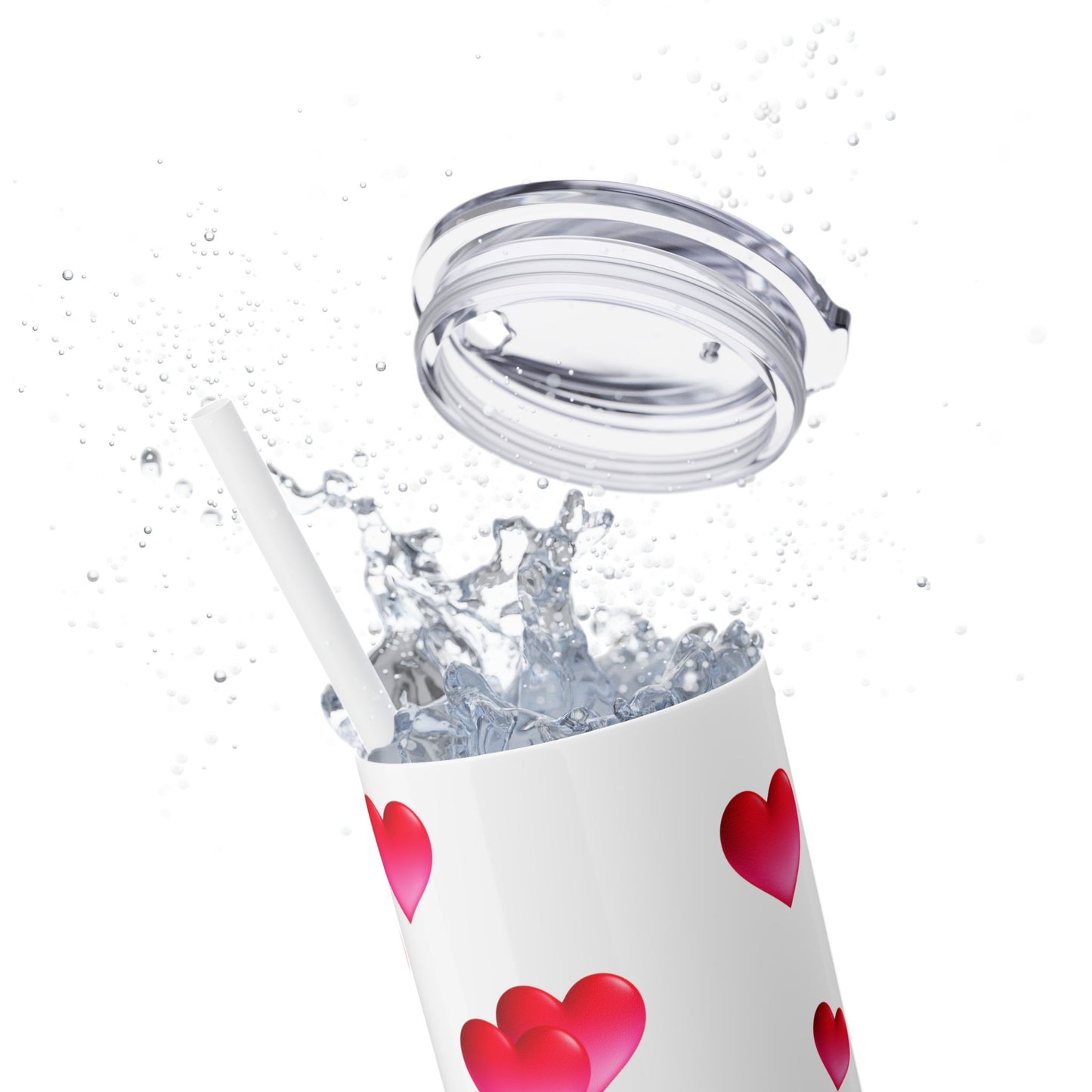 Gepasmaakte Glitter 20oz Dun Tumbler met Pienk Hartpatroon — [Jou Naam Hier]