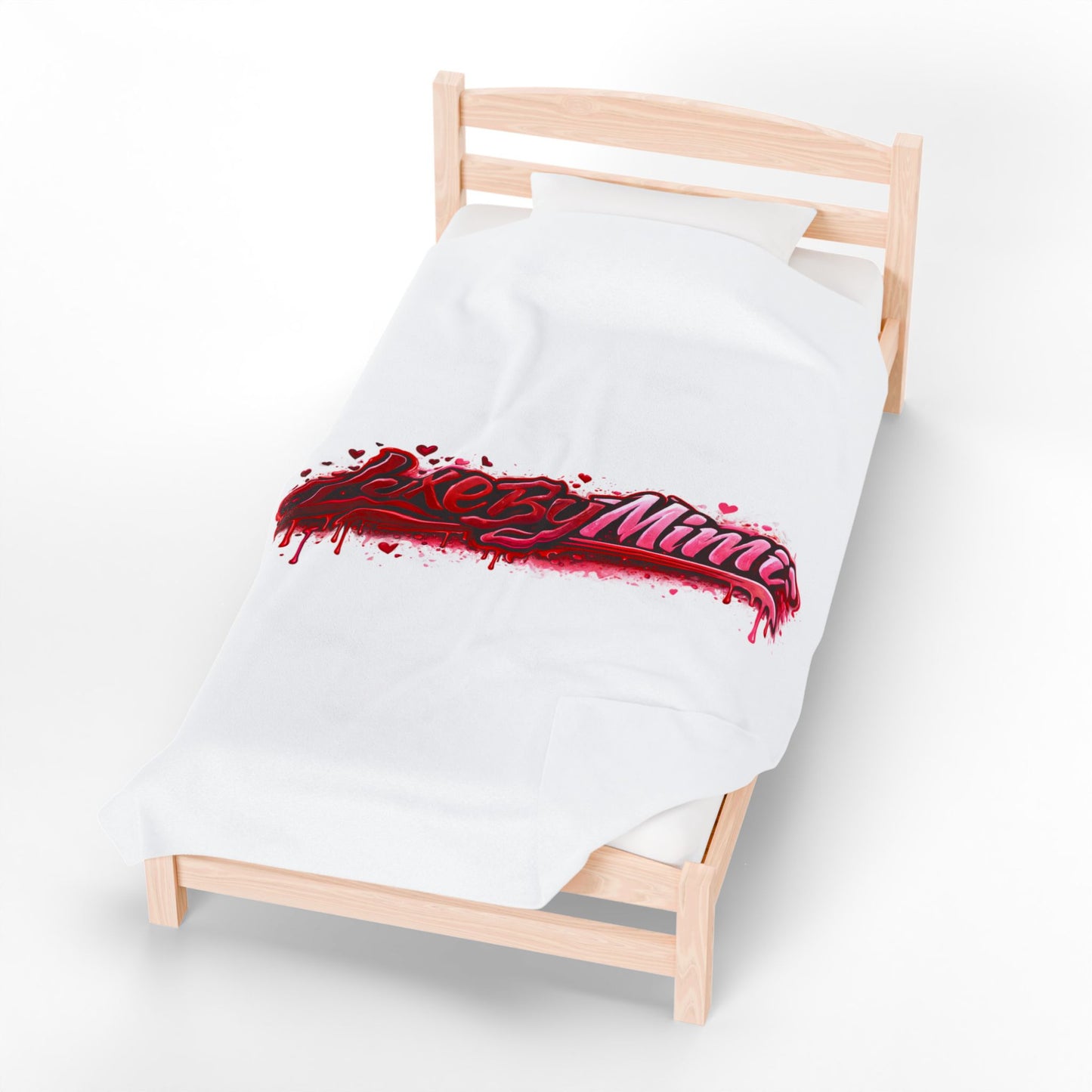 Luxe By Mimi Velvet Plush Blanket — Heart Drip Graphic Cozy Throw