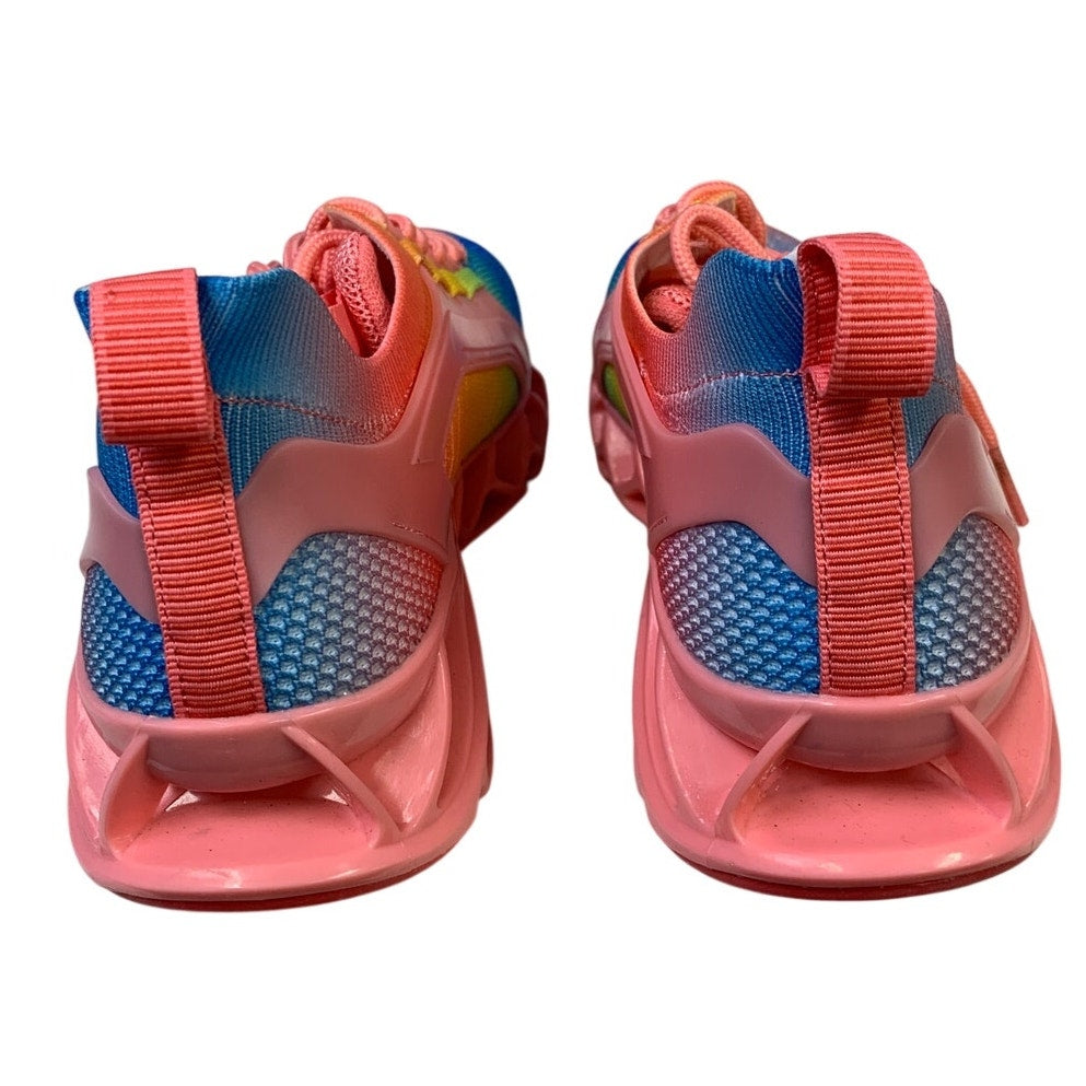 Womens Size 8 Rainbow Sneakers Lace Up Low Top Round Toe Athletic Shoes