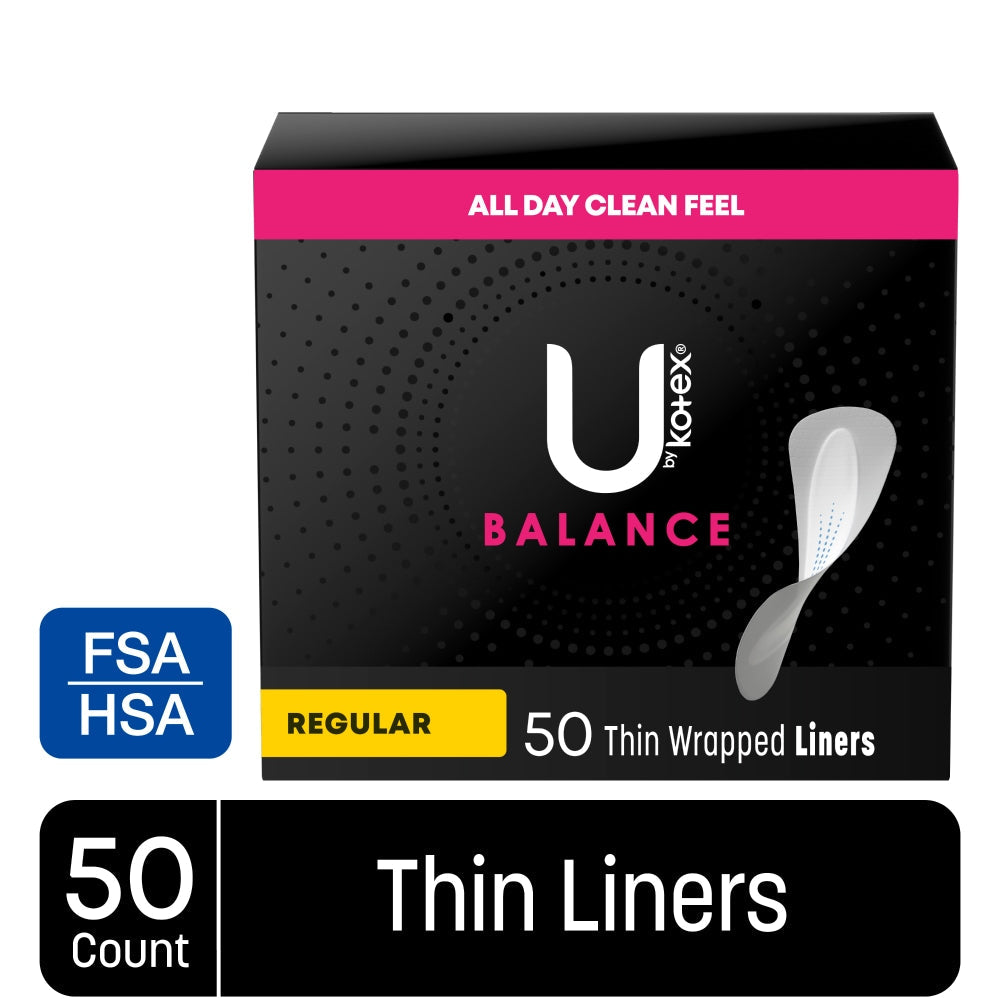 U by Kotex Balance Daily Liners, Thin Regular – 50 Count