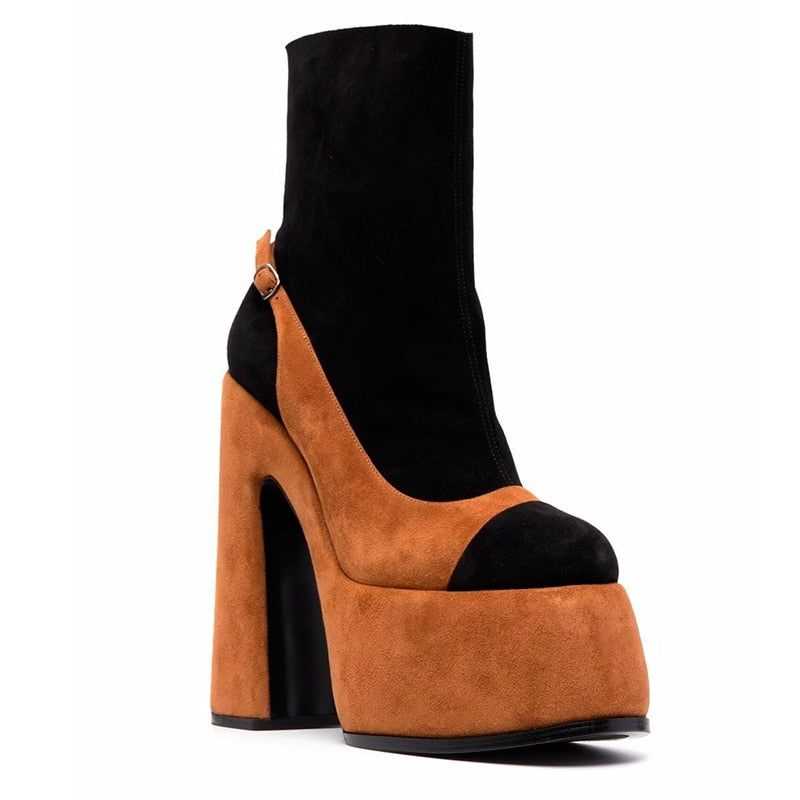 Women's Shoes New Fashion Autumn Winter Chunky High Heel Black Wine Red Buckle Dress Party Female Ankle Boots 35-43