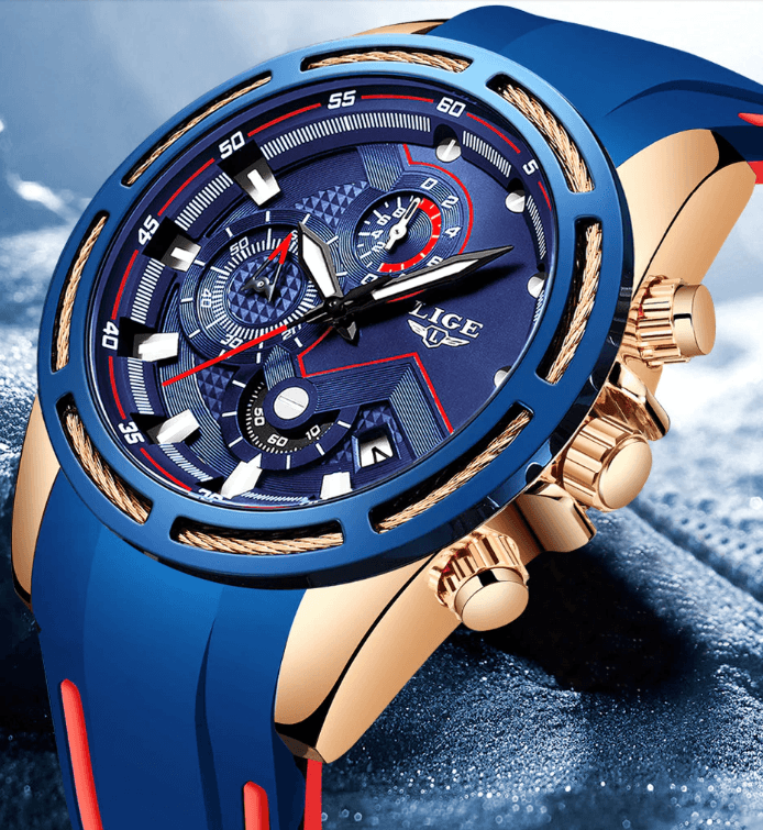 Men's Waterproof Modern Watch With Rubber Straps Multifunction Watches Unique Design Perfect Gift