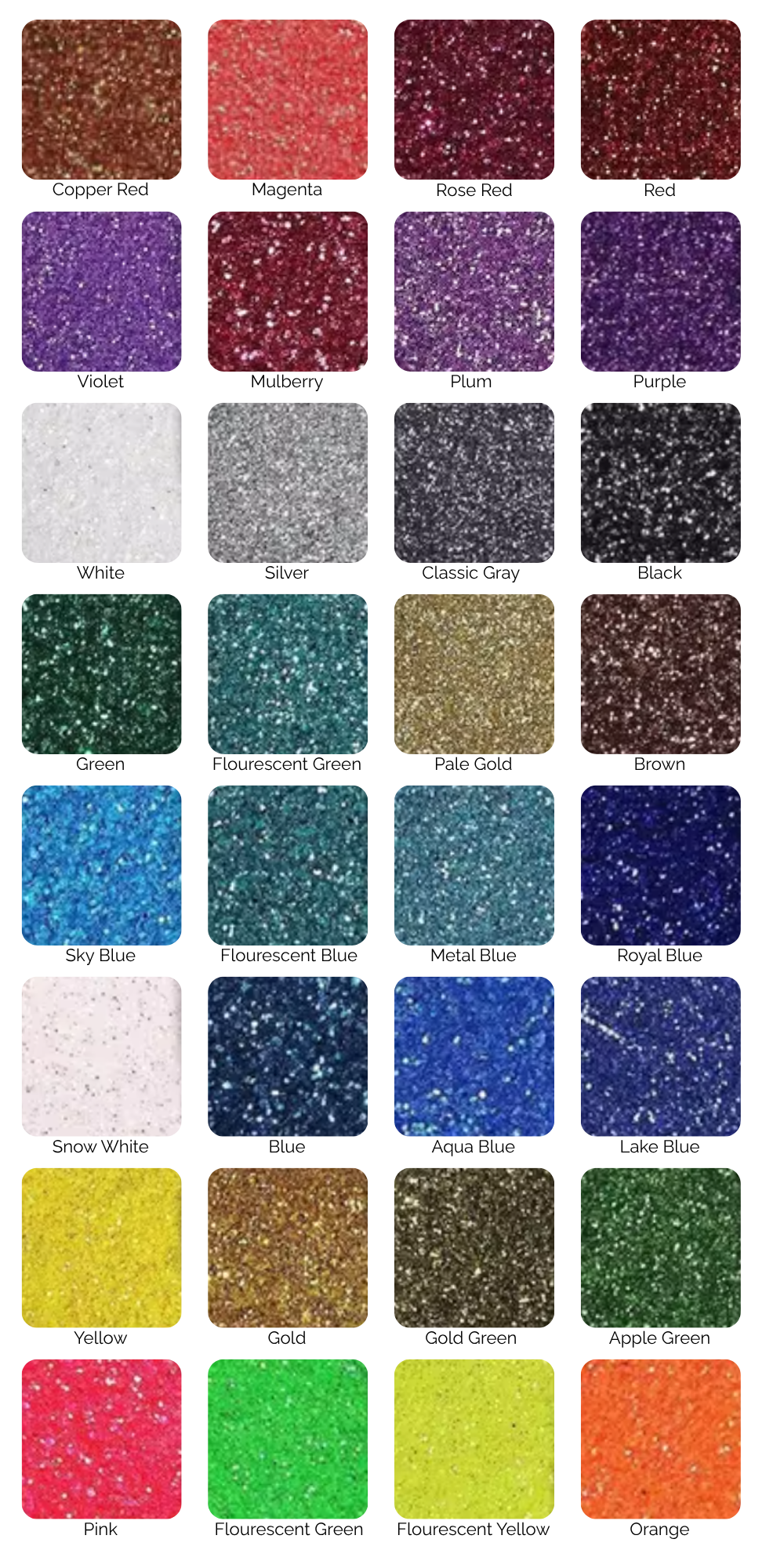 * Glitter Sample Pack - 32 Ultra Fine Glitter Holographic Colors