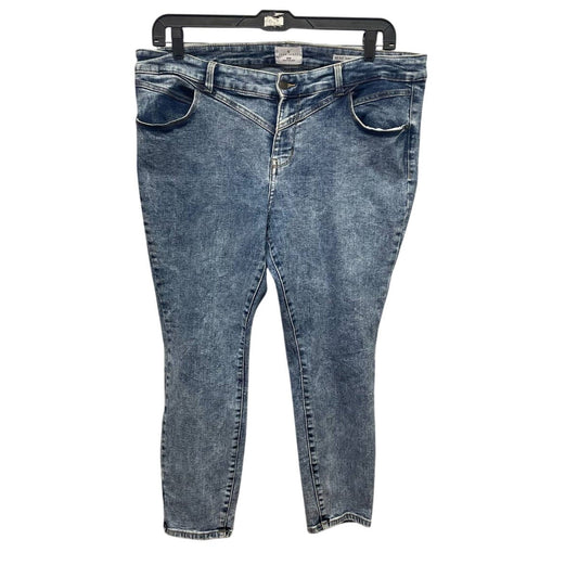 True Craft Womens 18W Vintage Style Mid-Rise Skinny Ankle Stonewash Denim Jeans