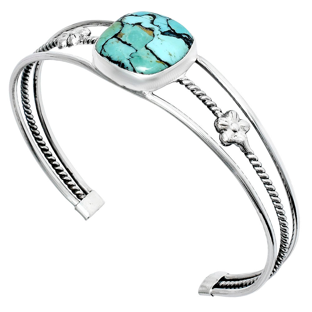 Premium Lucky Charm Tibetan Turquoise Cuff Bangle Bracelet B-1012 33-EB10362-1
