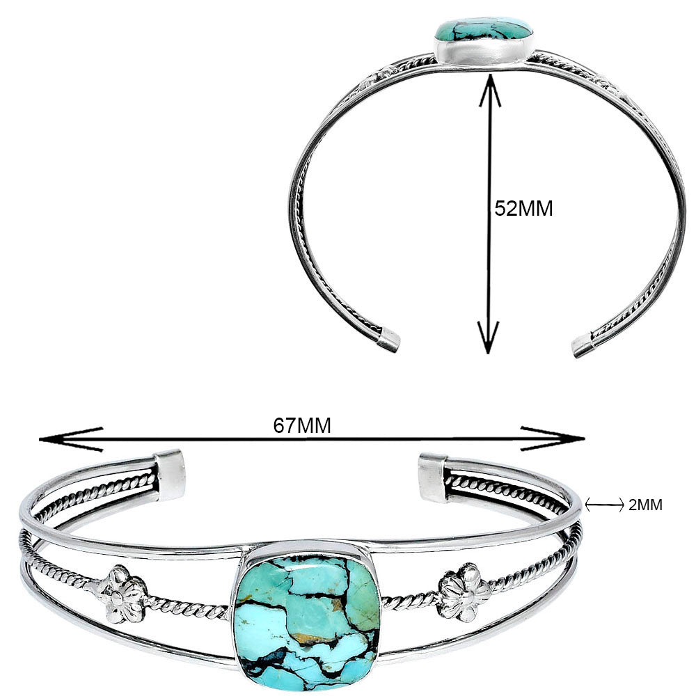 Premium Lucky Charm Tibetan Turquoise Cuff Bangle Bracelet B-1012 33-EB10362-3
