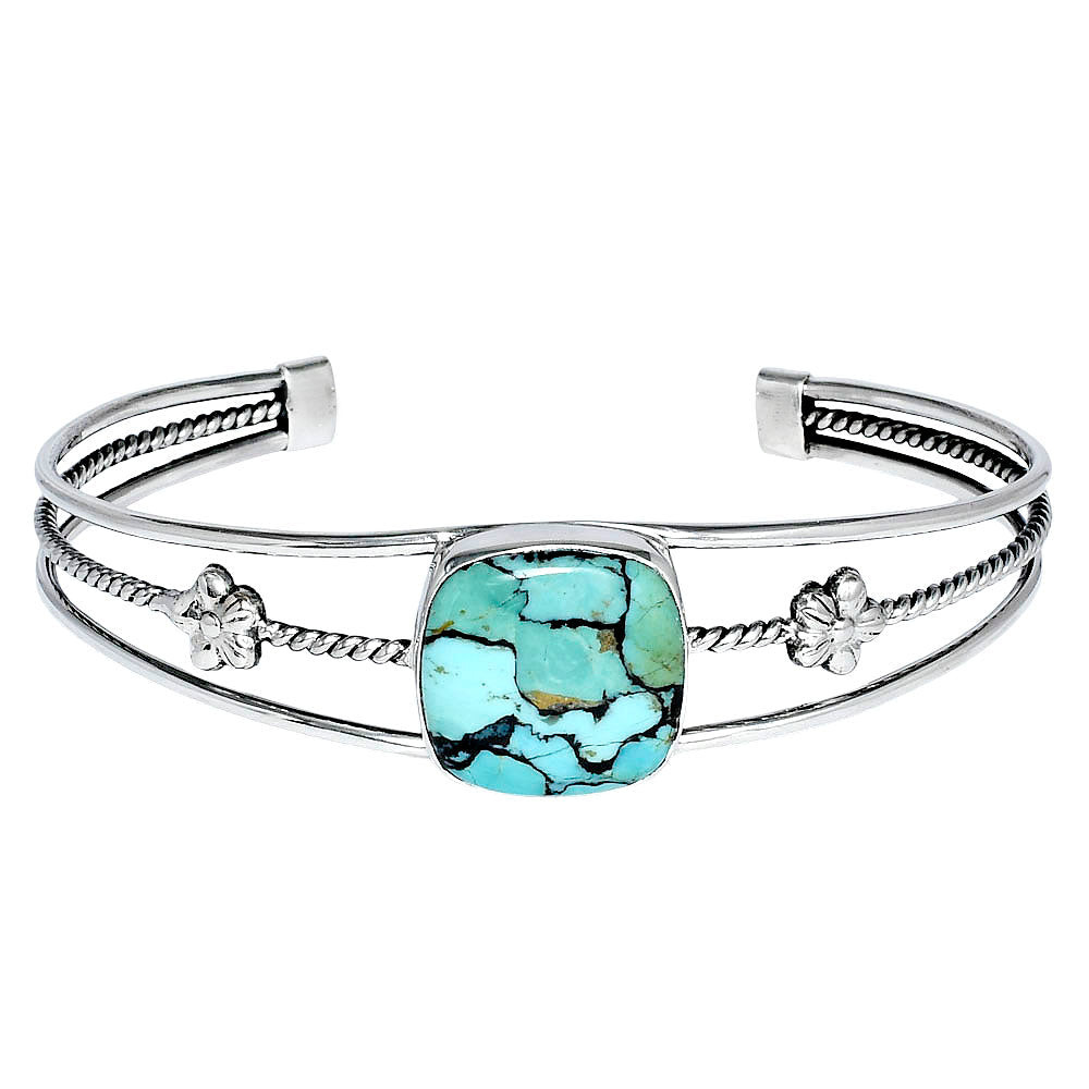 Premium Lucky Charm Tibetan Turquoise Cuff Bangle Bracelet B-1012 33-EB10362-2