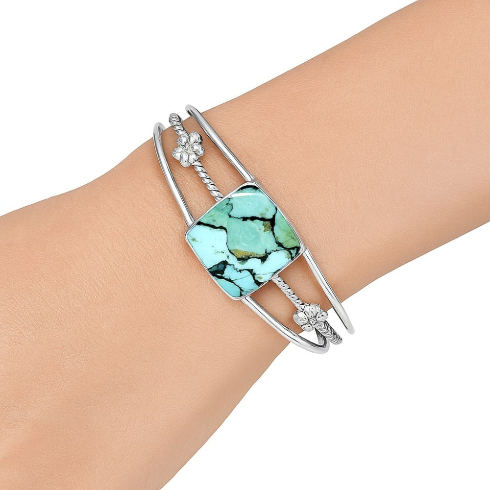 Premium Lucky Charm Tibetan Turquoise Cuff Bangle Bracelet B-1012 33-EB10362-0