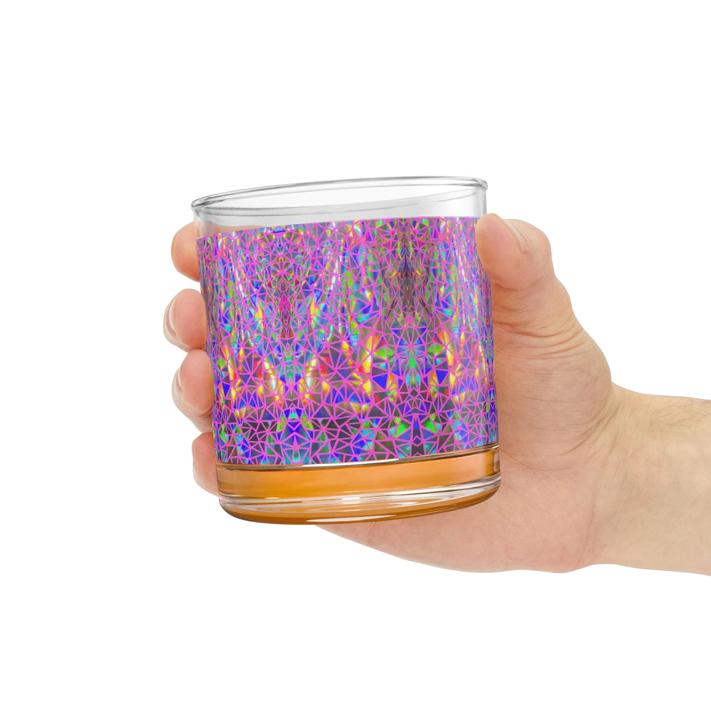 Holographic Geometric Pattern Rocks Glass 10oz