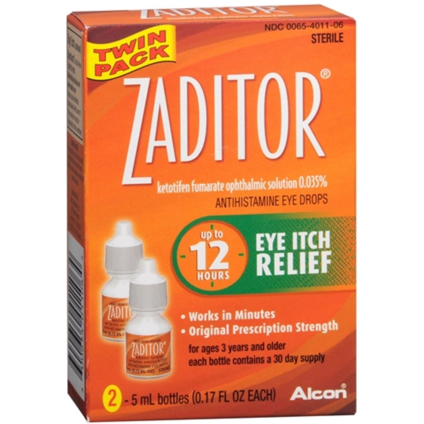 Zaditor Antihistamine Eye Itch Relief Drops Twin Pack