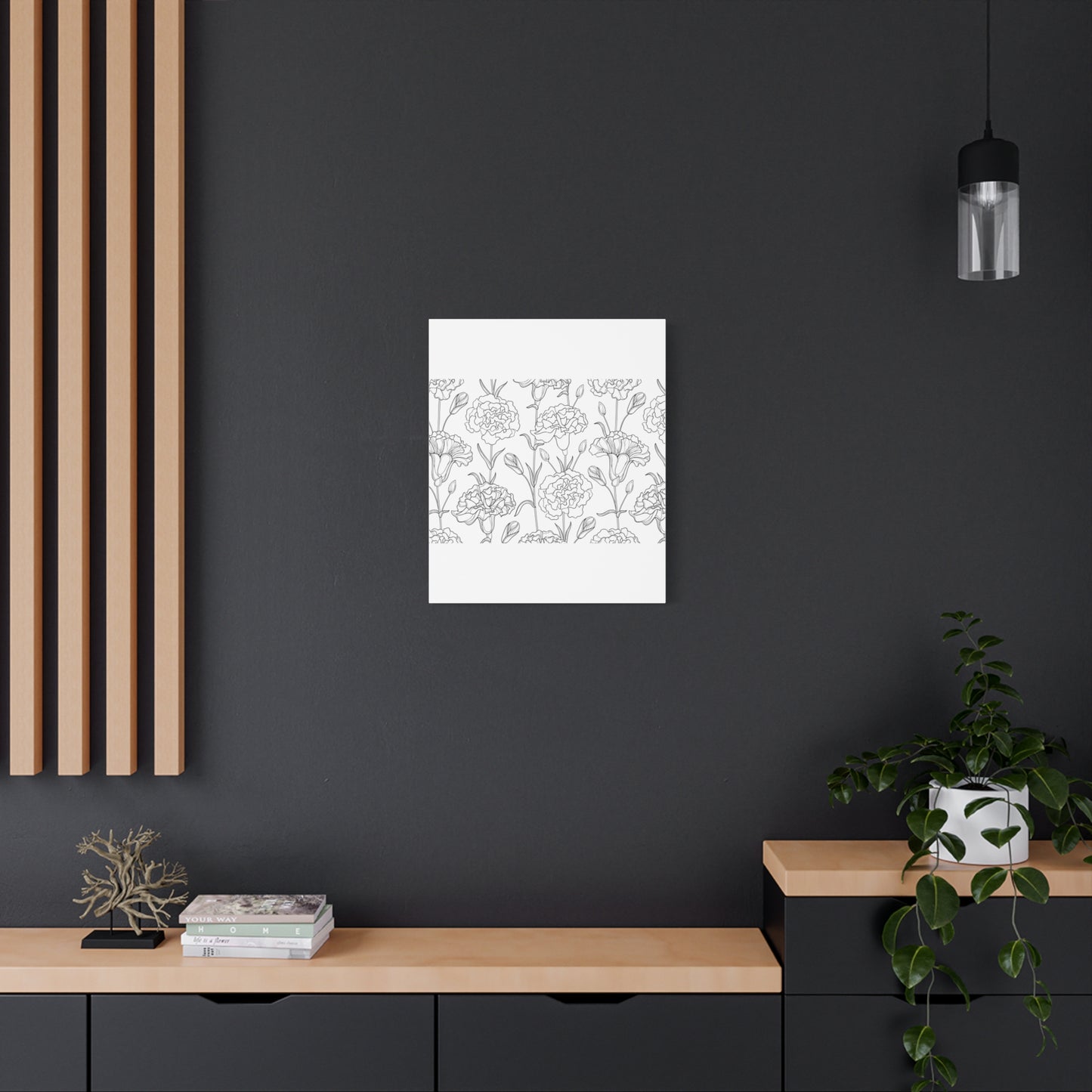 Floral Canvas Art, Stretched Wall Decor, Home Gift, Botanical Print, Modern Design, Matte Finish