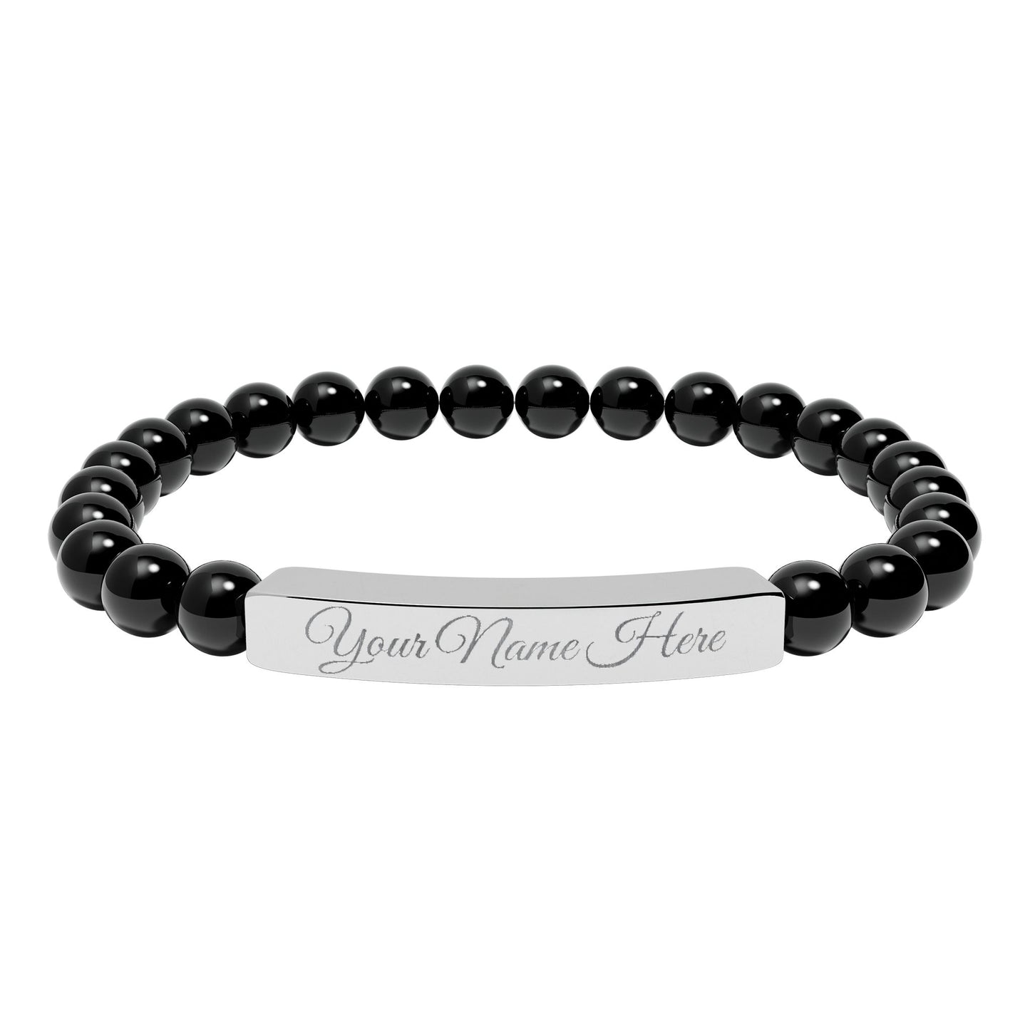 Engraved Natural Stone Bracelet, Personalized Gift for Her, Meaningful Jewelry, Stretch Beaded Bracelet, Inspirational Gift