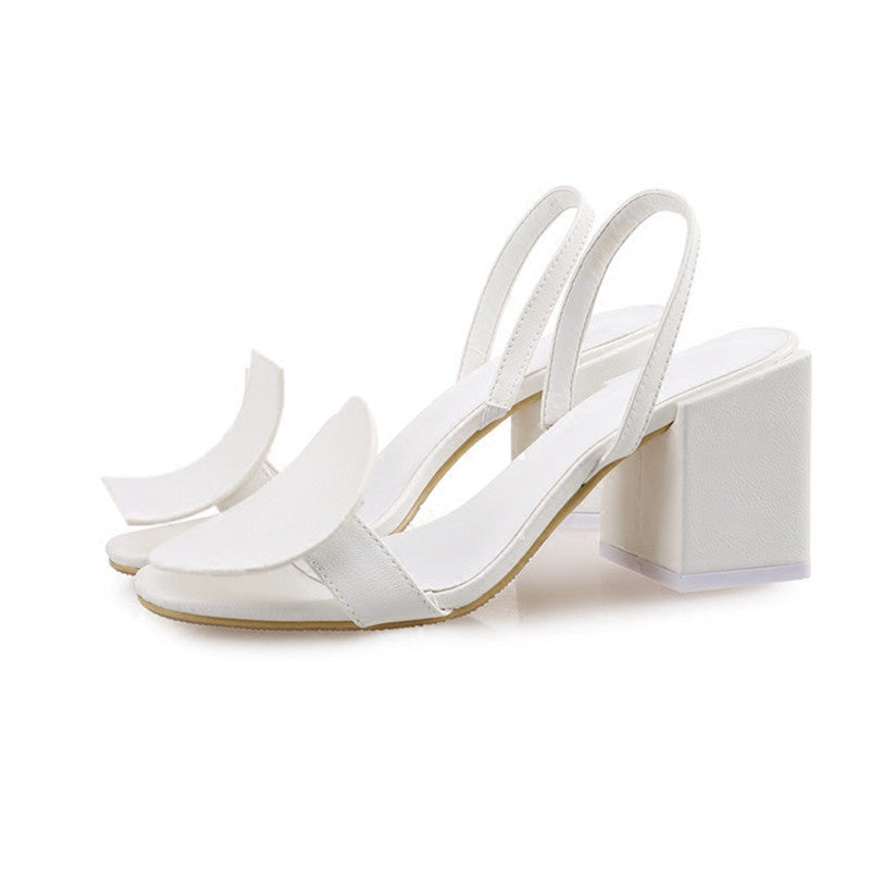 Square heel sandals for women, Roman square, trendy, personalized, thick heel, back strap, white sandals in large size