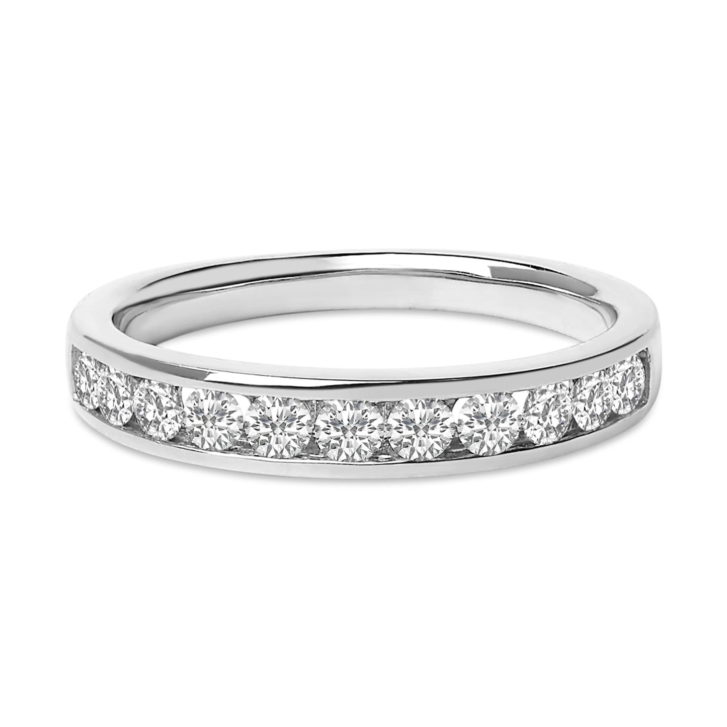 14K Gold 1/2 Cttw Round Diamond 11 Stone Channel Set Band-0