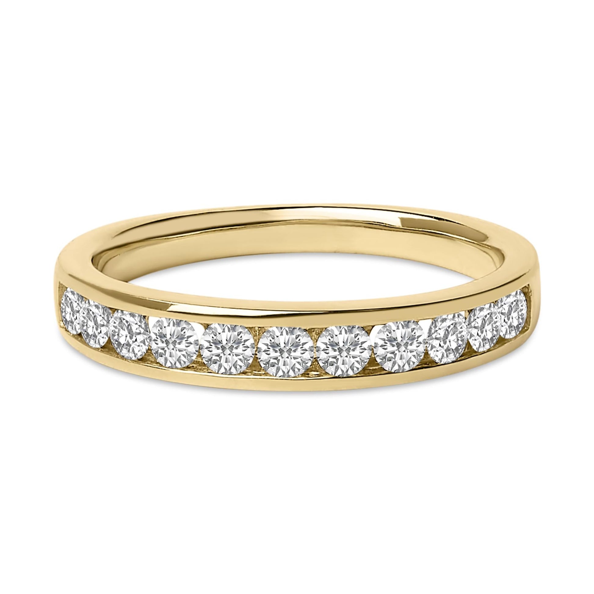 14K Gold 1/2 Cttw Round Diamond 11 Stone Channel Set Band-1