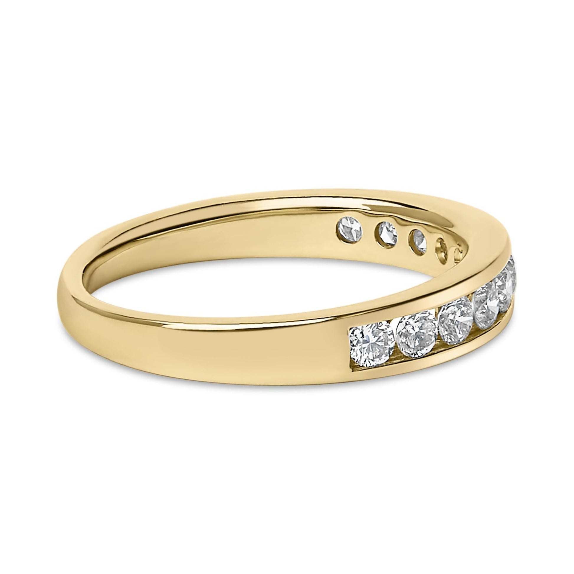 14K Gold 1/2 Cttw Round Diamond 11 Stone Channel Set Band-3