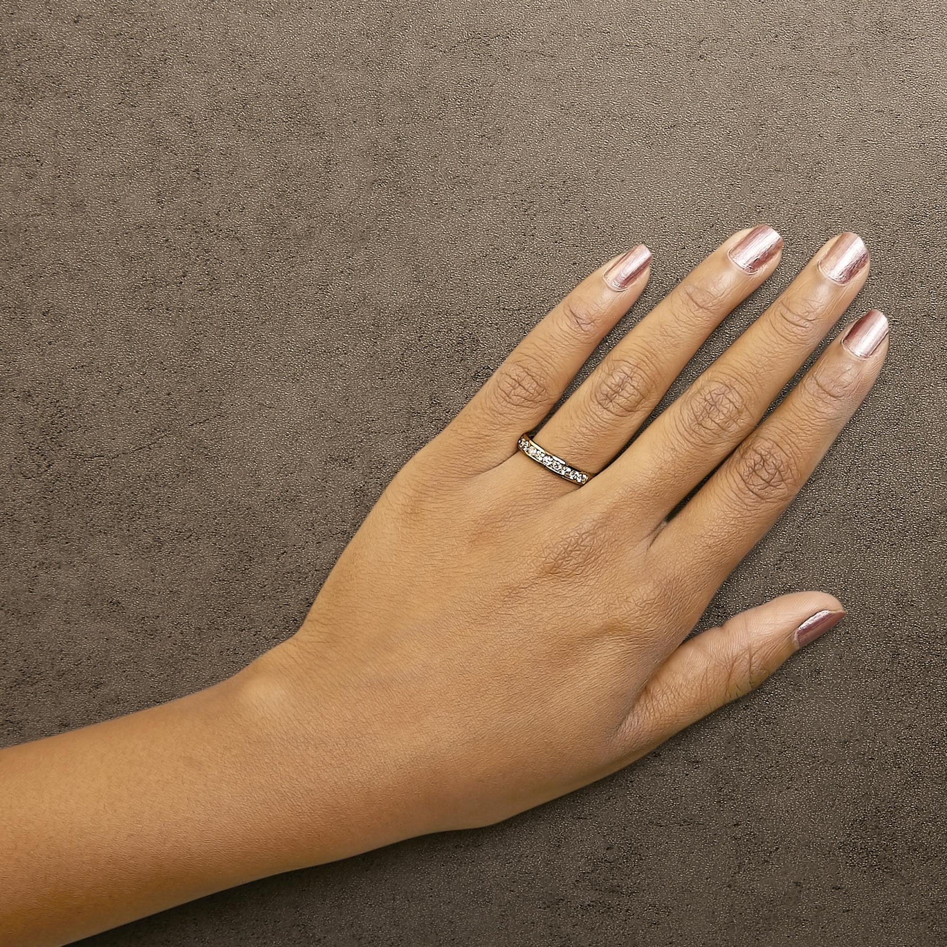 14K Gold 1/2 Cttw Round Diamond 11 Stone Channel Set Band-4